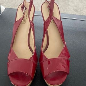 Womens red wedges.